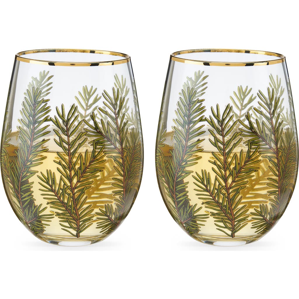 Twine Woodland Stemless Wine Glasses Set Of 2 In Green