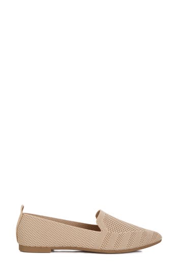 London Rag Abedi Rhinestone Embellished Pull Tab Loafers In Beige