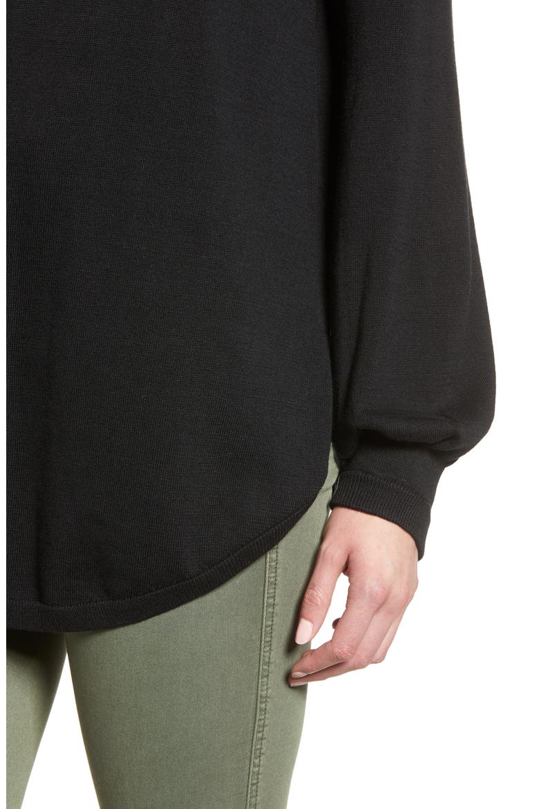 Bishop Sleeve Sweater, Alternate, color, BLACK