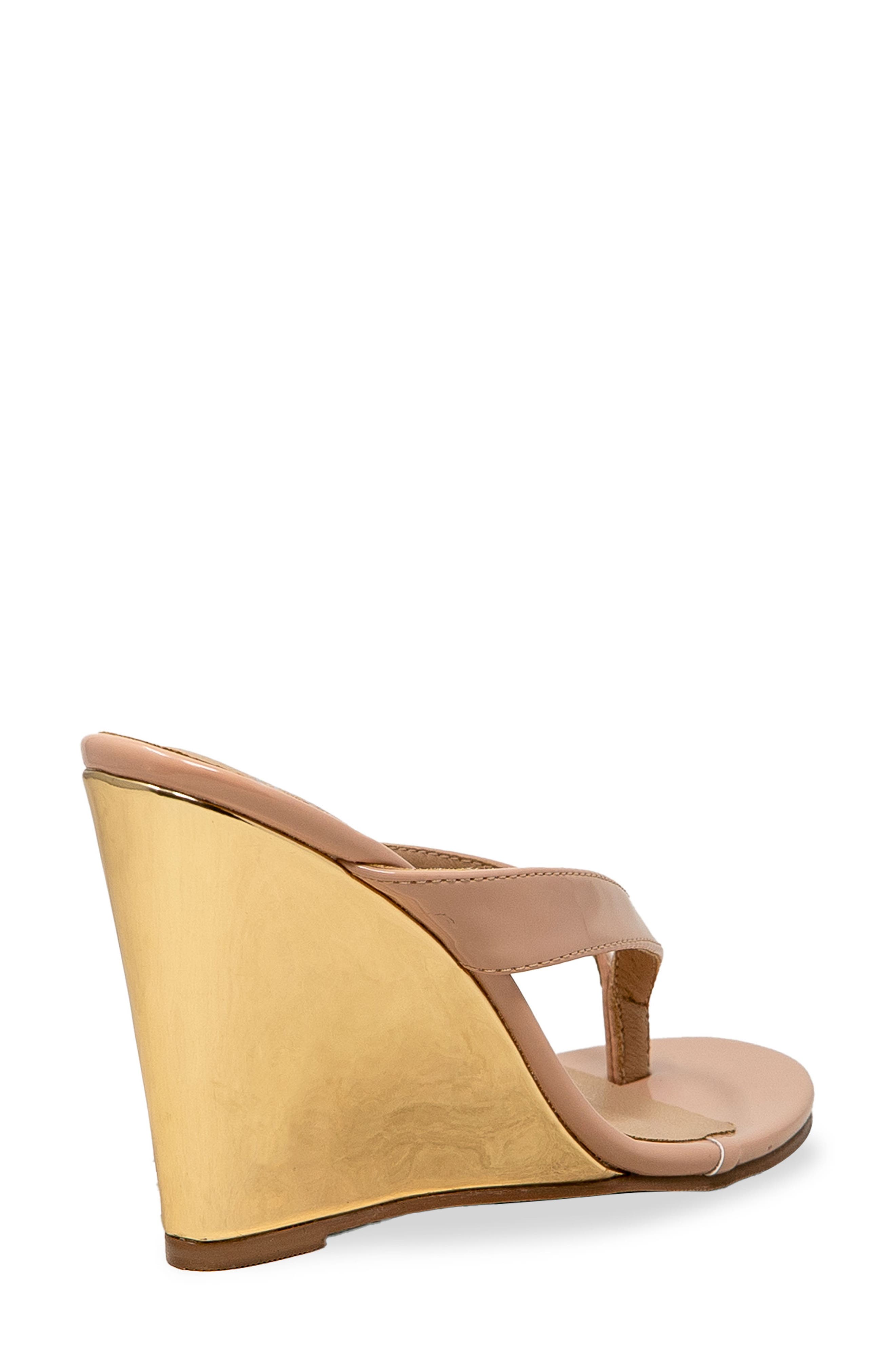 Toe Post Wedge Sandal, Alternate, color, NUDE PATENT