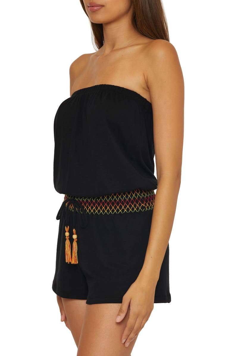 Soluna Strapless Drawstring Waist Cover-Up Romper, Alternate, color, 