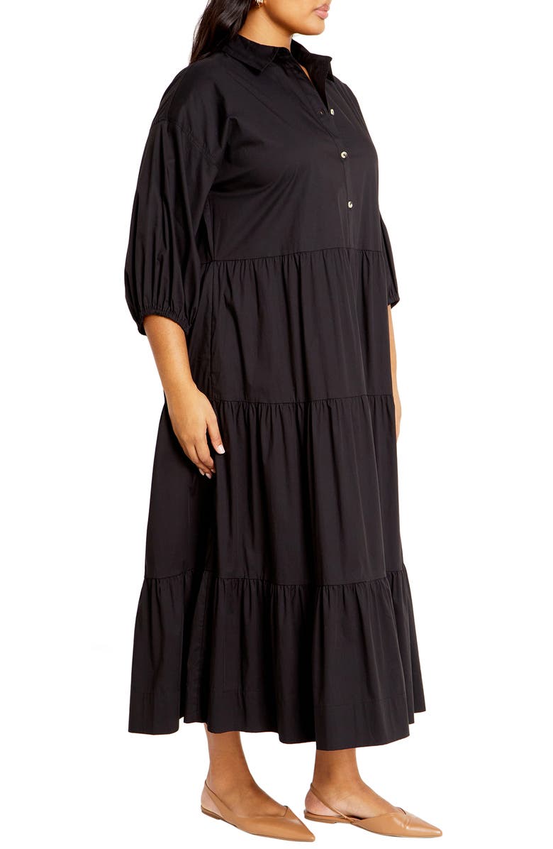 City Chic Kara Tiered Shirtdress, Alternate, color,