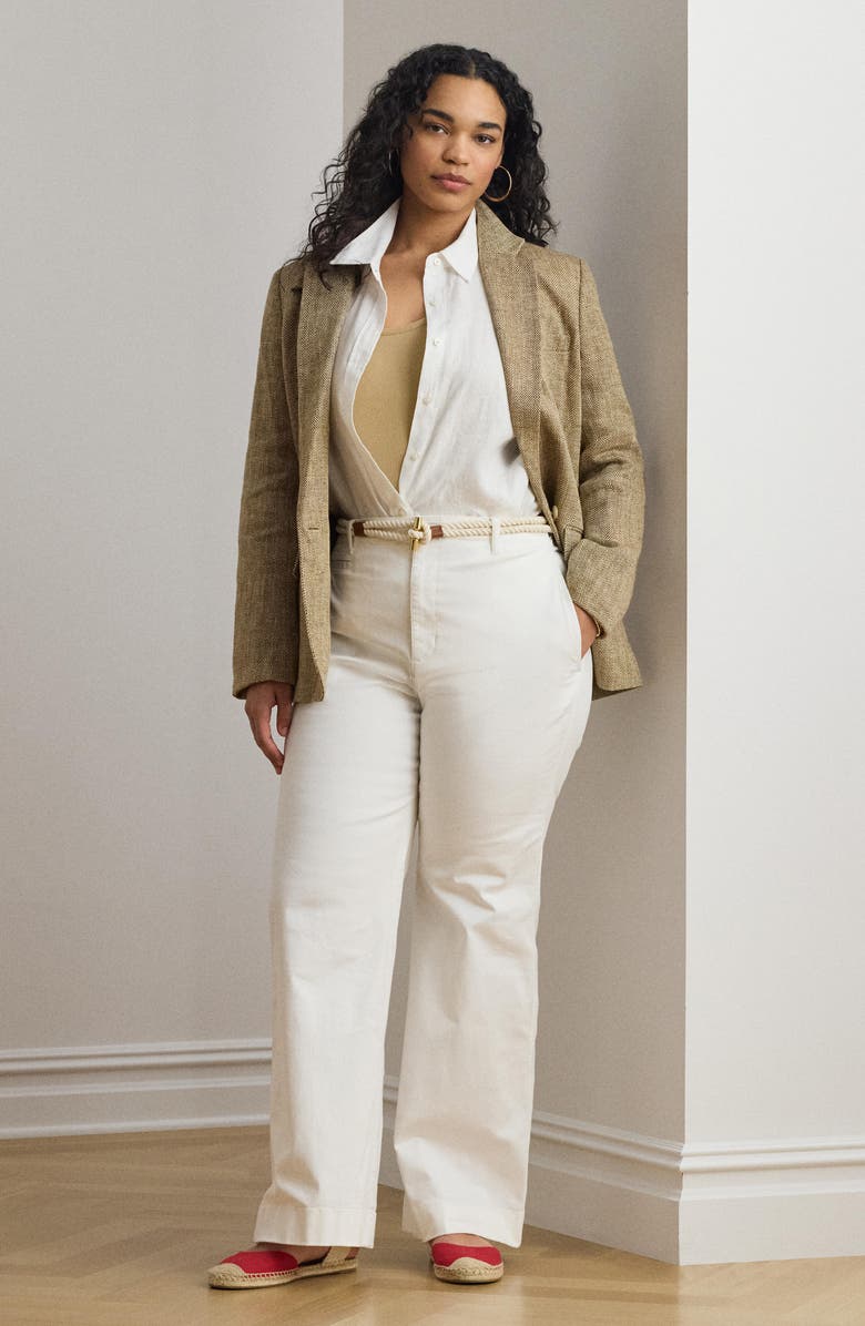 Lauren Ralph Lauren Herringbone Linen Blazer, Alternate, color, Beige/ Cream White/ Multi