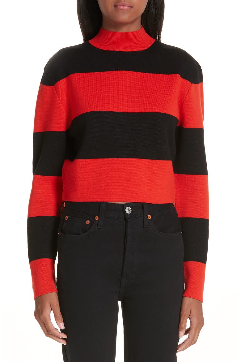 Stripe Wool Sweater, Main, color, RED AND BLACK COMBO