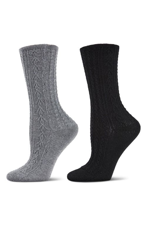 MeMoi Cozy Assorted 2-Pack Crew Socks in Black-Nude 