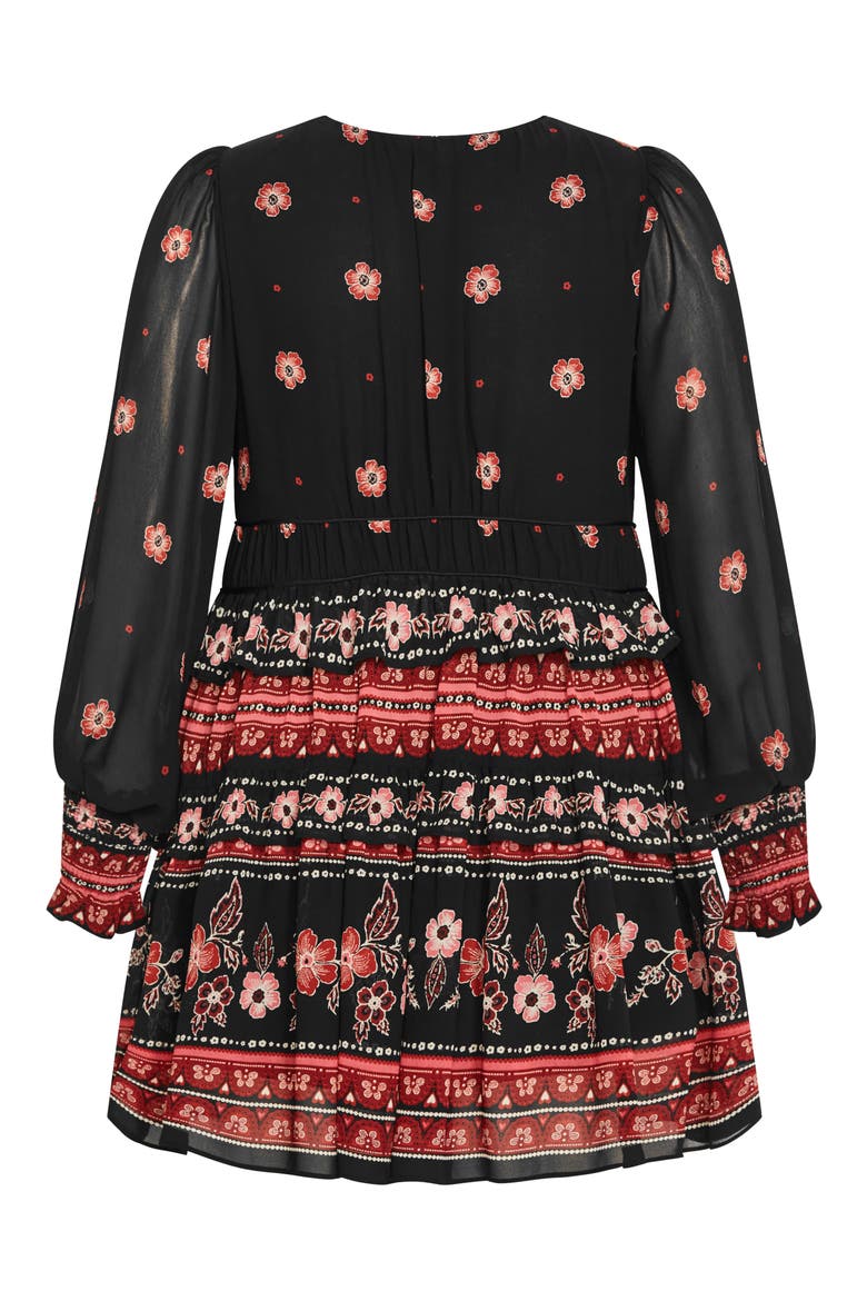 Ophelia Floral Print Long Sleeve Dress, Alternate, color, BORDER PRINT