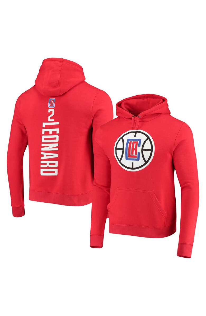 FANATICS Men's Fanatics Branded Kawhi Leonard Red LA Clippers Playmaker Name & Number Fitted Pullover Hoodie, Main, color, 