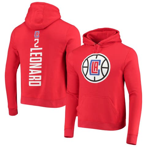 Men's Fanatics Branded Kawhi Leonard Red LA Clippers Playmaker Name & Number Fitted Pullover Hoodie