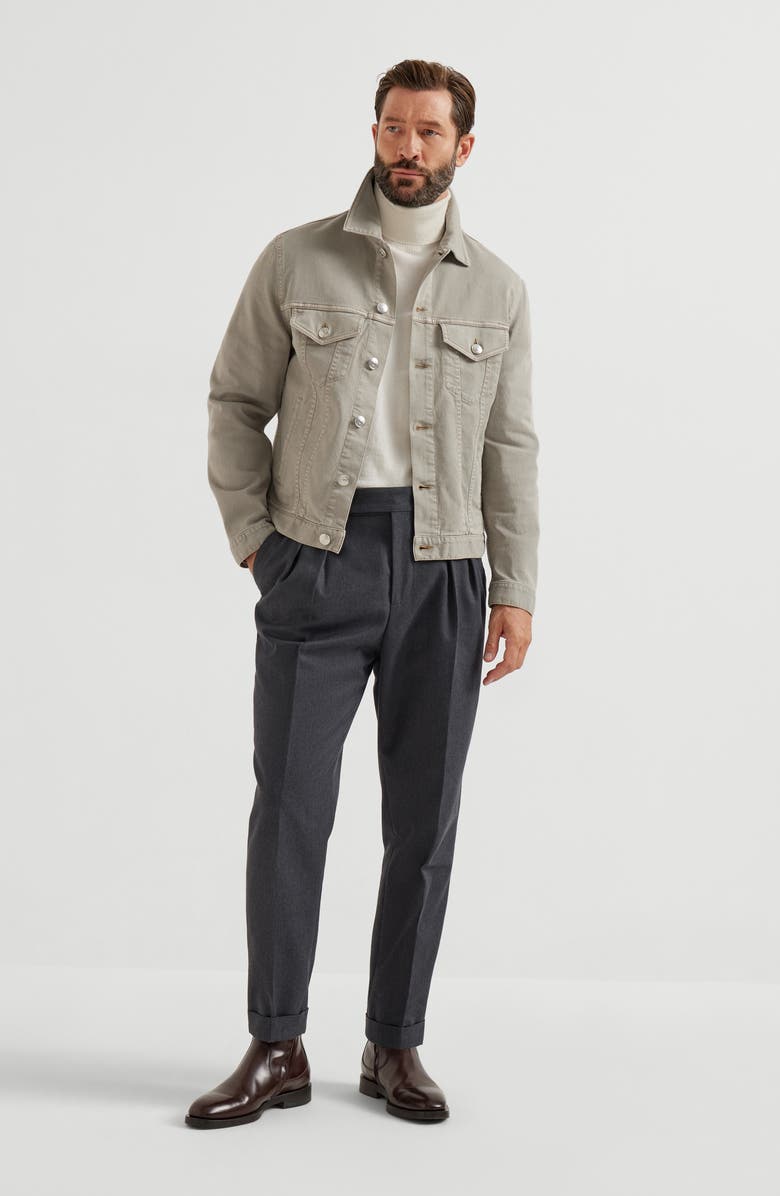 Brunello Cucinelli Denim four-pocket jacket, Alternate, color, Khaki