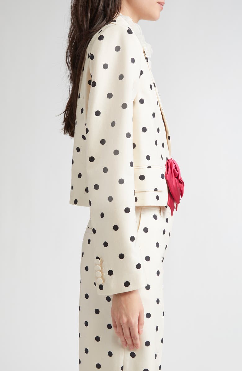 Valentino Garavani Polka Dot Bow Blazer, Alternate, color, Betulla/ Nero
