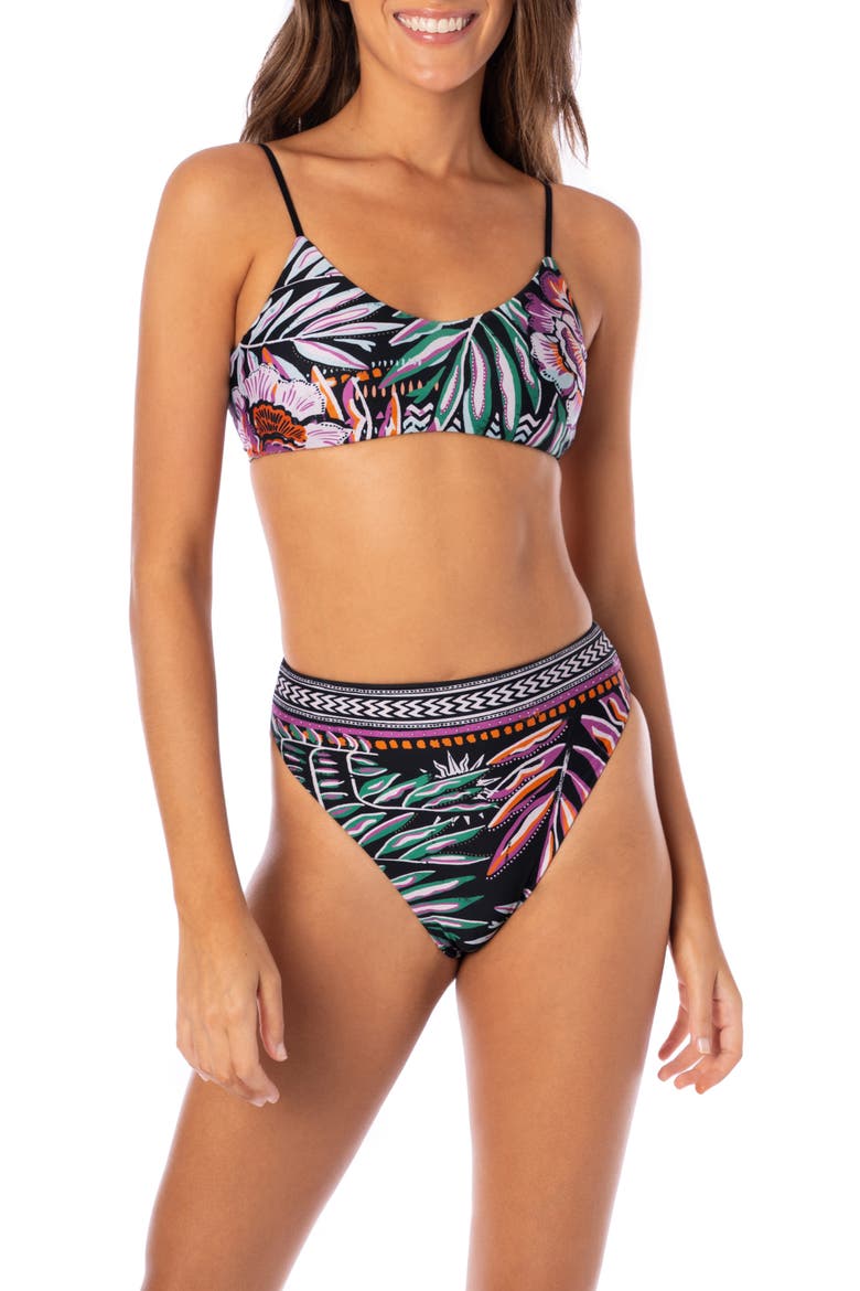 Jaguar Jungle Sully High Waist Bikini Bottoms, Alternate, color, BLACK