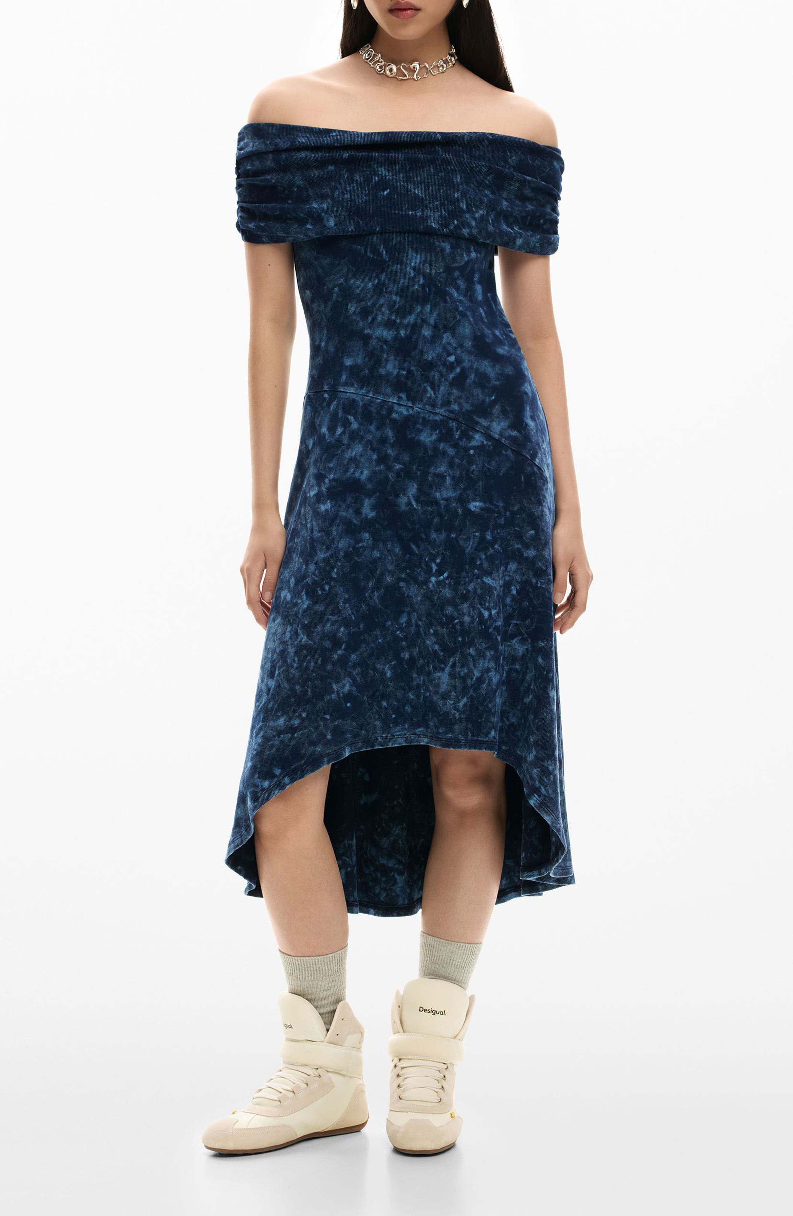 Off the Shoulder High-Low Dress