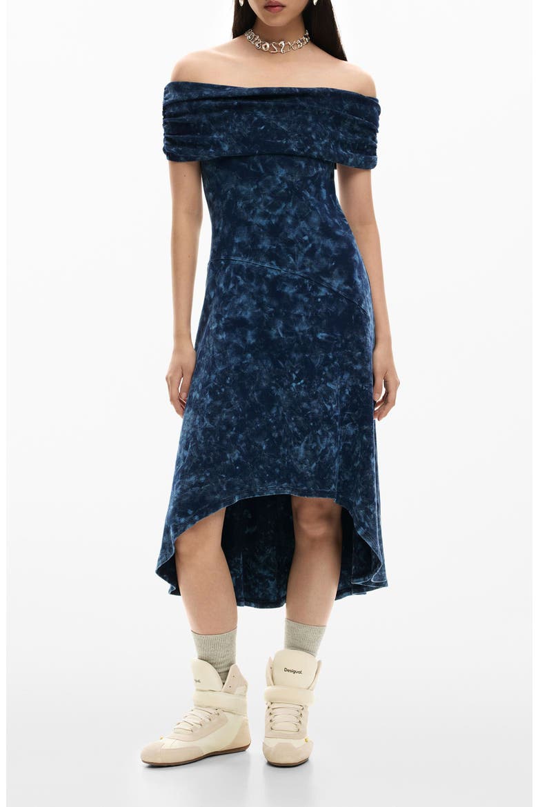 Off the Shoulder High-Low Dress, Main, color, BLUE