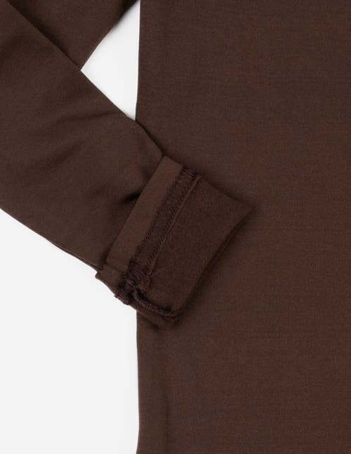 Leveret Kids Solid Thermal Pajamas In Brown