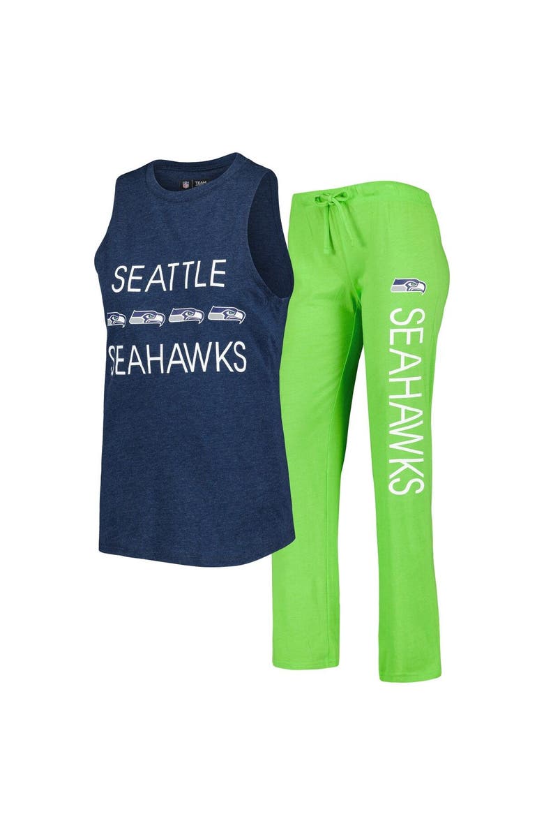 CONCEPTS SPORT Women's Concepts Sport Neon Green/College Navy Seattle Seahawks Muscle Tank Top & Pants Sleep Set, Main, color, Neon Green