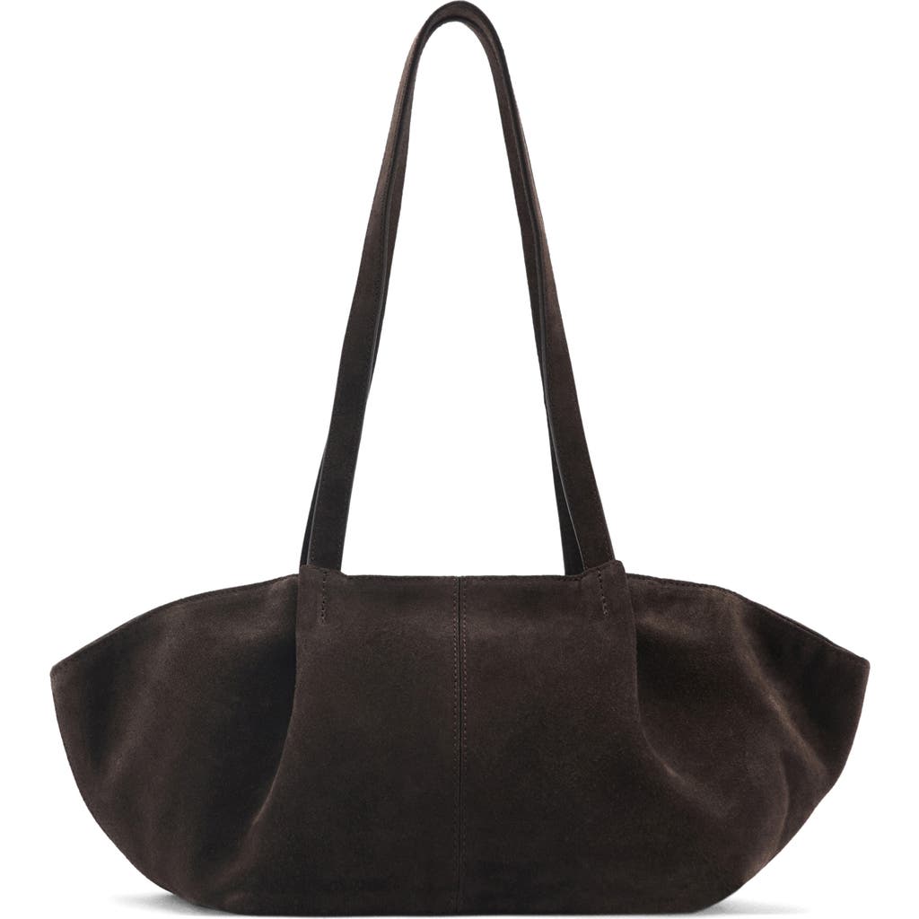 Mango Suede Shoulder Bag In Chocolate