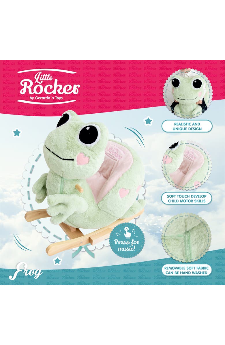 Gerardo´s Toys Little Rockers Frog Wooden Plush Ride, Alternate, color, Multicolored