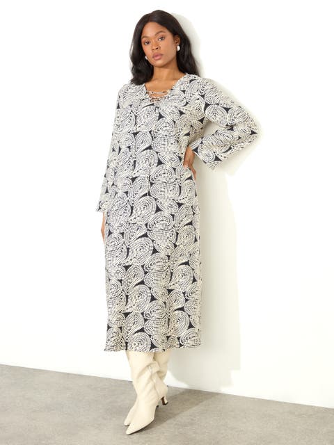 Paisley Tie Front Midi Dress