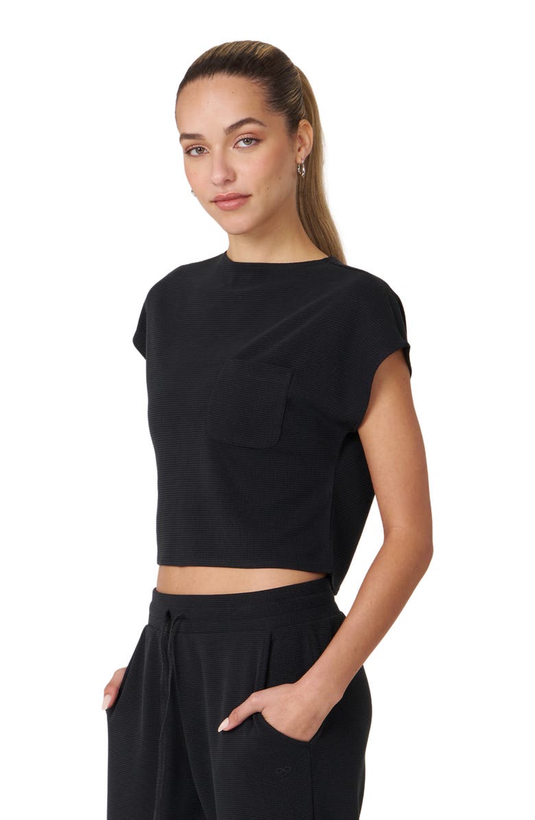 Rebody Active Retreat Pocket Waffle Tee, Alternate, color, Black