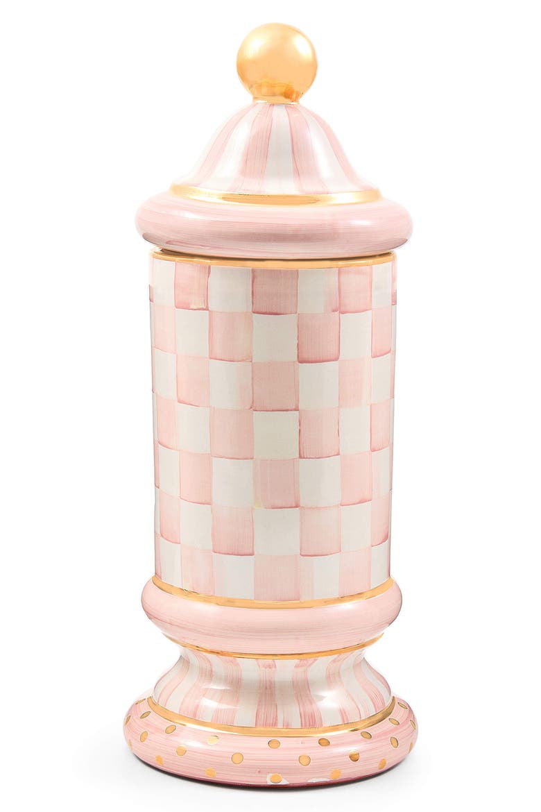 Rosy Check Ceramic Column Canister, Main, color, ROSY