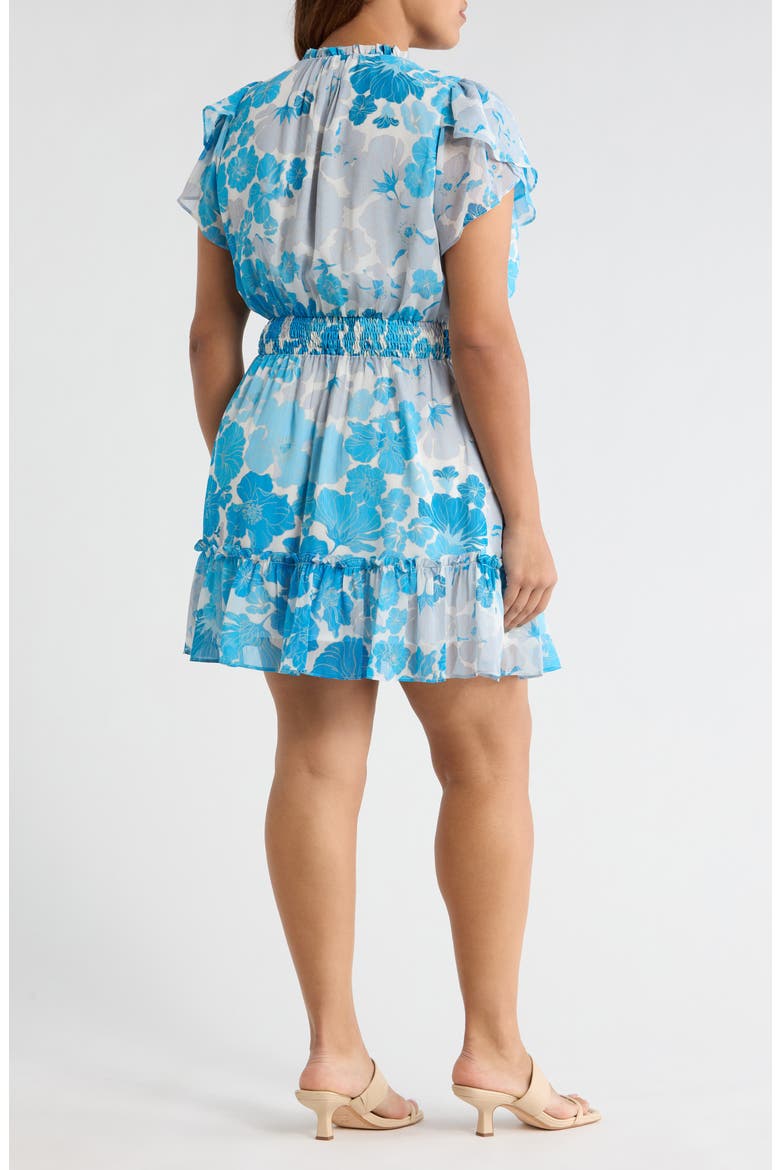 Kerela Floral Bumble Ruffle Dress, Alternate, color, WHITE-BLUE-COMBO