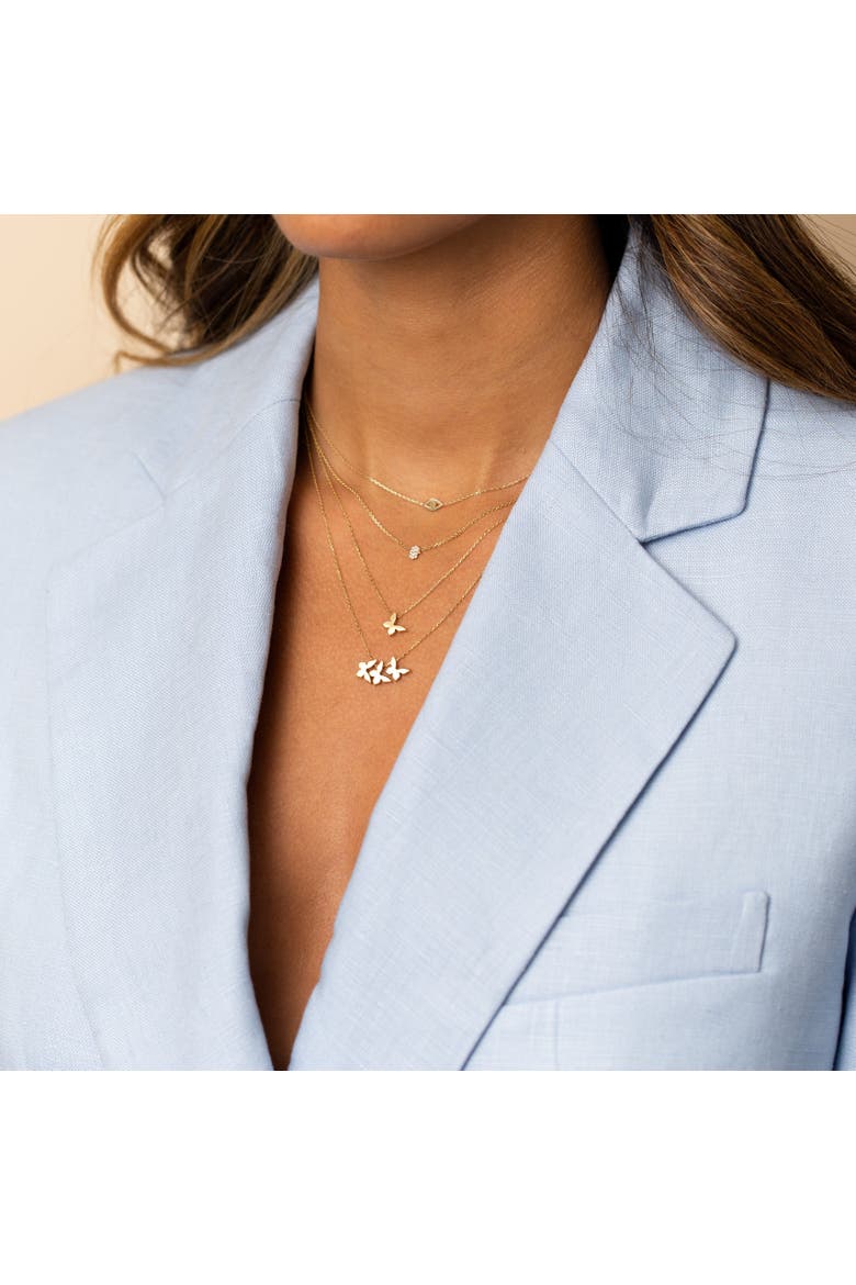 Mini Solid Evil Eye Necklace 14K, Alternate, color, 14K Gold