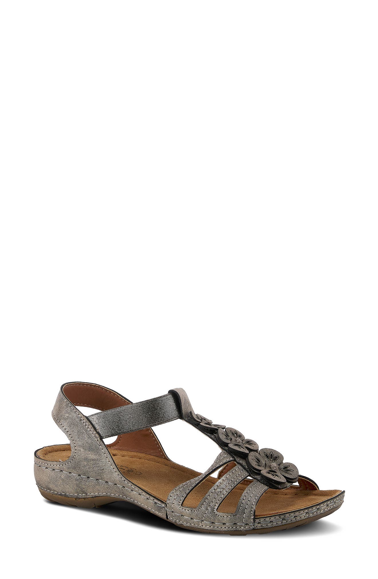 Flexus by Spring Step Adede Cage Sandal, Main, color, Pewter Patent Leather