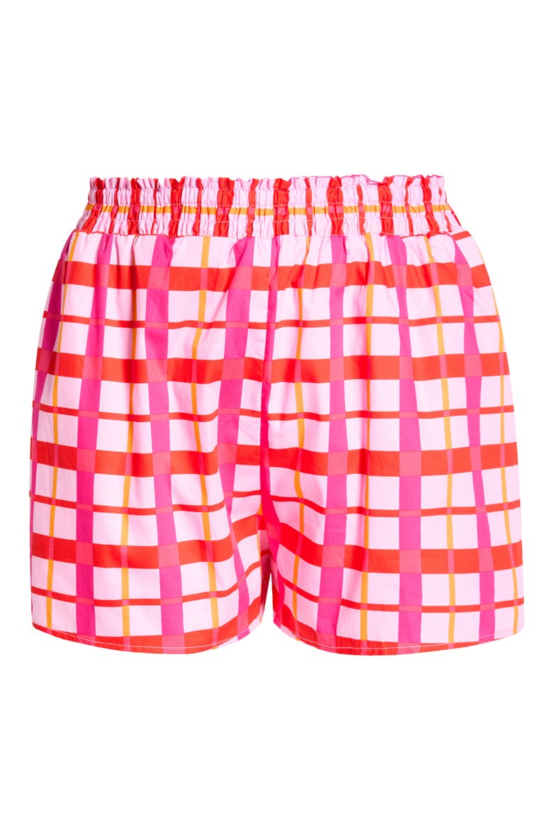 Darvy Check High Waist Shorts, Alternate, color, PINKS-ORG