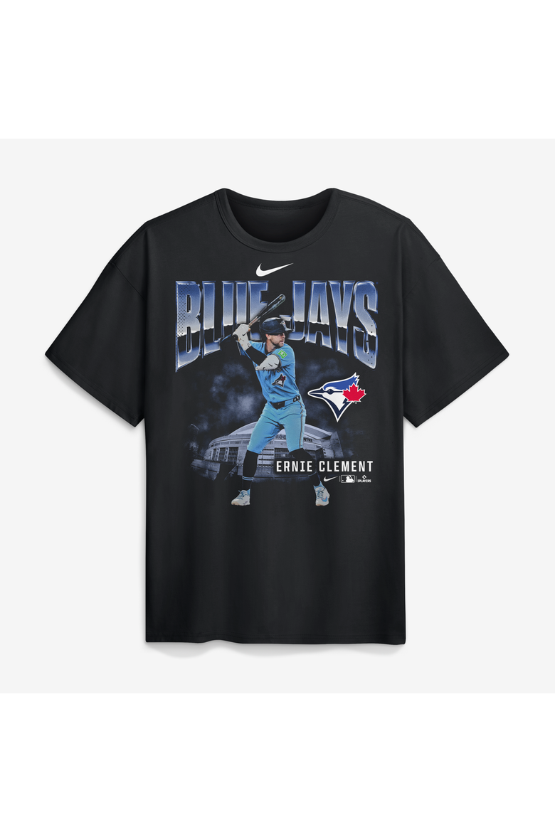 Men's Nike Ernie Clement Black Toronto Blue Jays Enlarged Player Graphic Max90 Heavyweight T-Shirt, Main, color, Black