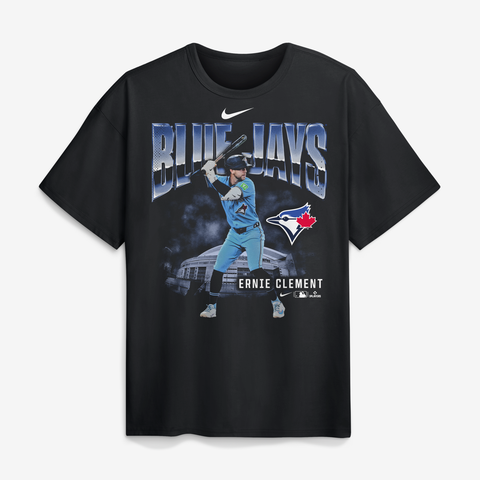 Men's Nike Ernie Clement Black Toronto Blue Jays Enlarged Player Graphic Max90 Heavyweight T-Shirt