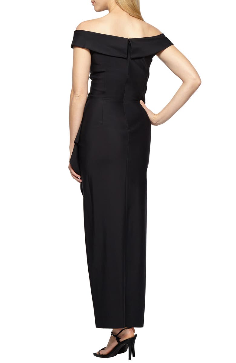 Alex Evenings Off the Shoulder Side Swept Evening Gown, Alternate, color, 