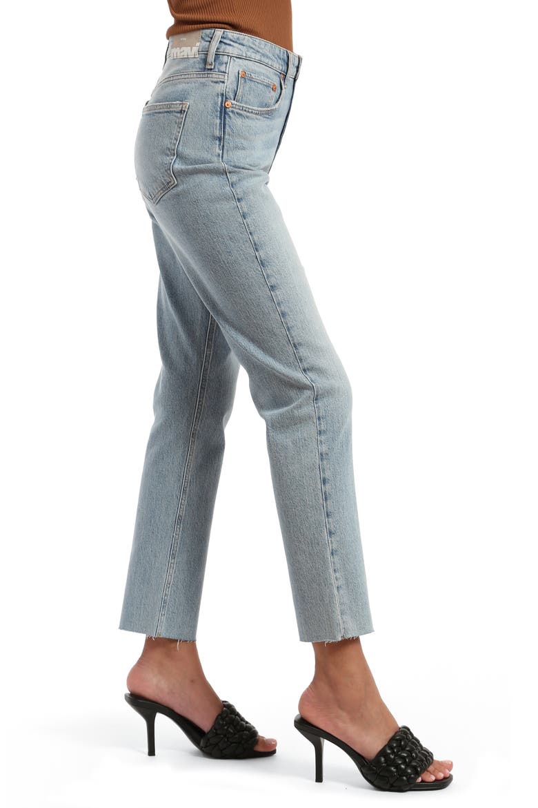 New York Raw Hem High Waist Straight Leg Jeans, Alternate, color, BLEACHED RECYCLED BLUE