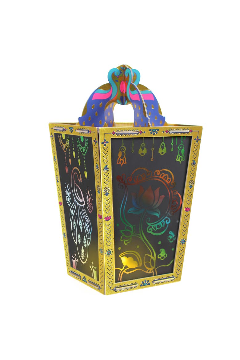 Rangoli Mandala Scratch Art Lantern DIY Craft Kit, Alternate, color, Multicolored