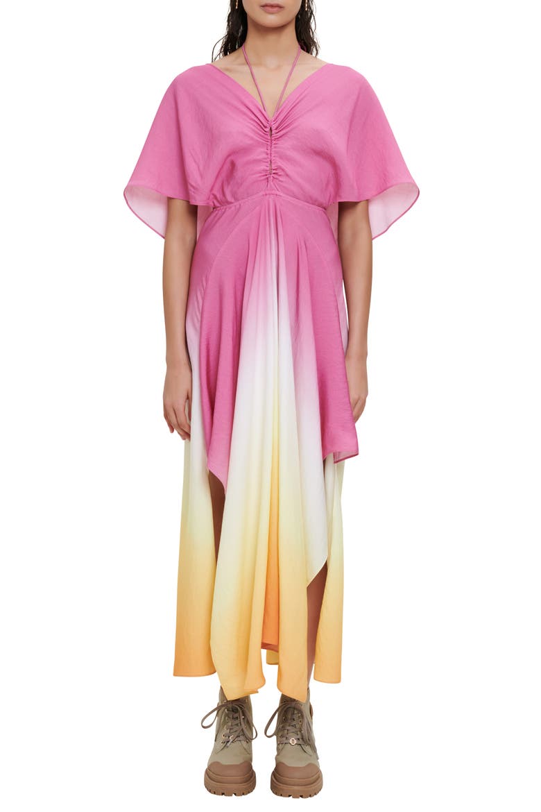 Rachelly Dip Dye Batwing Sleeve Midi Dress, Main, color, CANDY PINK