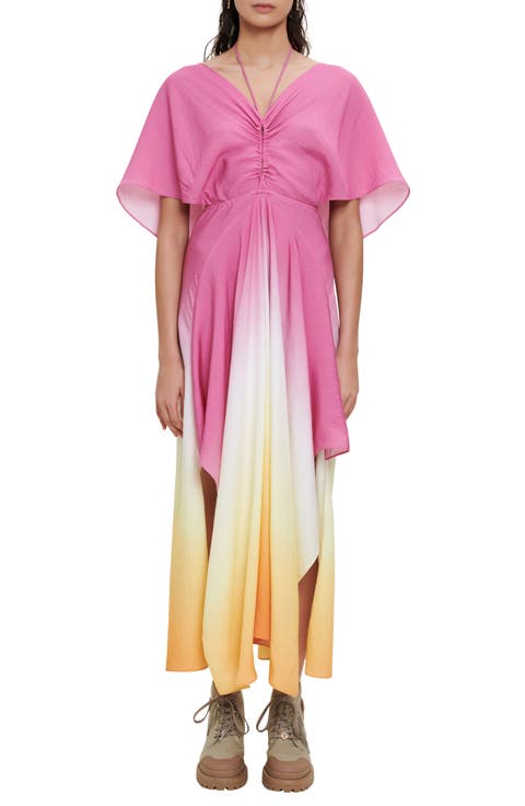 Rachelly Dip Dye Batwing Sleeve Midi Dress