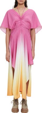 maje Rachelly Dip Dye Batwing Sleeve Midi Dress