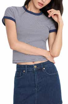 Good American Stretch Cotton Crop Ringer T-Shirt