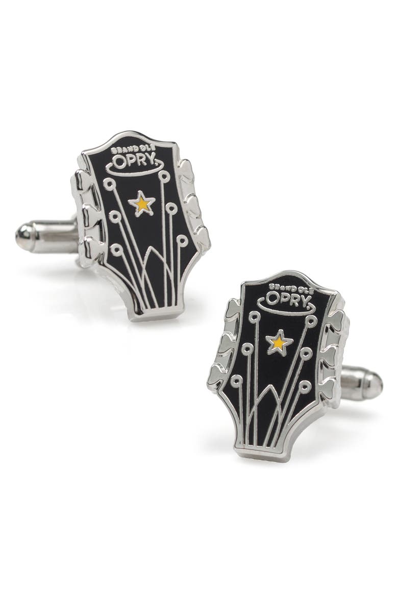 Grand Ole Opry Guitar Cuff Links, Main, color, BLACK