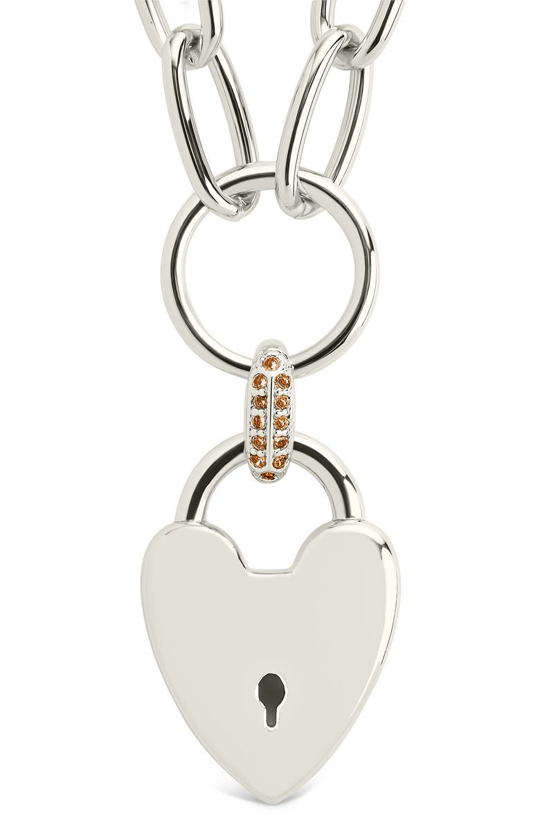 Sterling Forever Mirren Heart Padlock Pendant Necklace, Alternate, color,