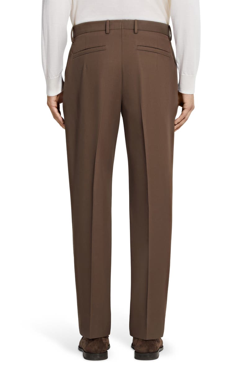 ZEGNA Cotton & Wool Trousers, Alternate, color, Brown