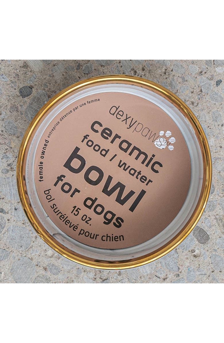 Dexypaws Marble Dog Bowl Blush Pink & Gold Accent, Alternate, color, Multicolored