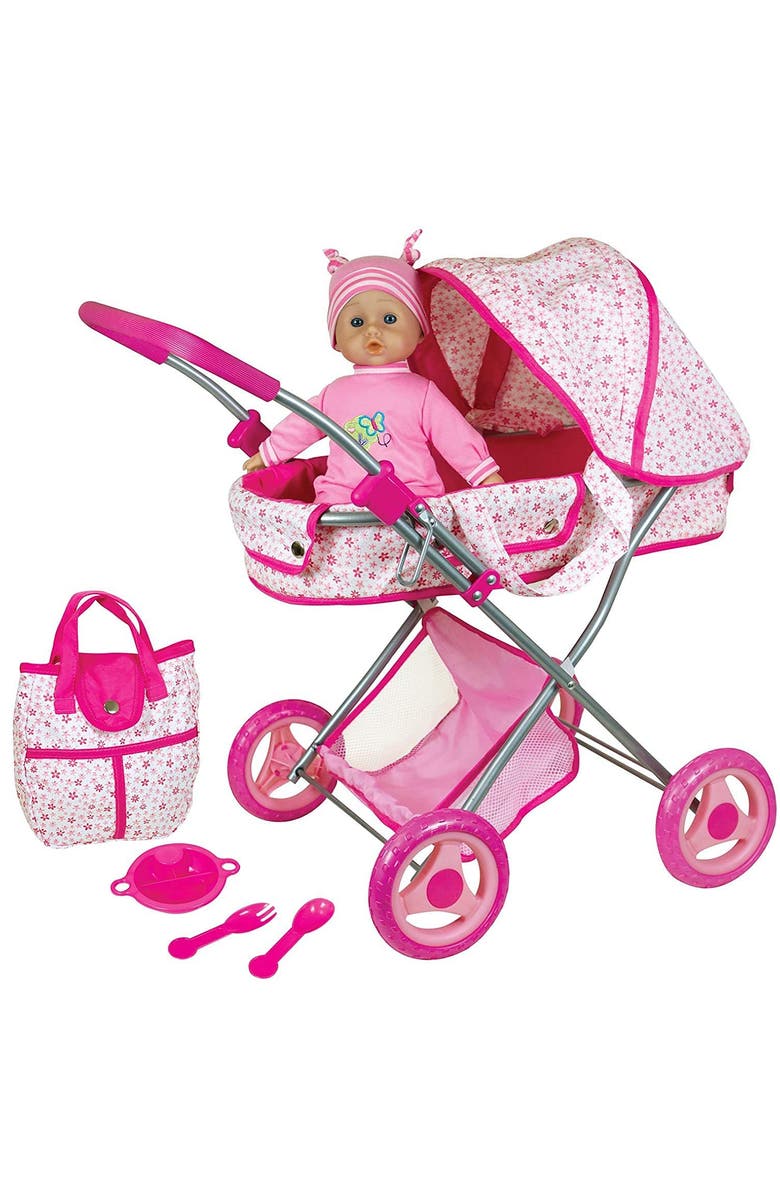 Lissi Deluxe Doll Pram with 13 Inch Baby Doll, Main, color, Pink