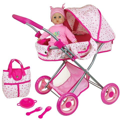 Deluxe Doll Pram with 13 Inch Baby Doll