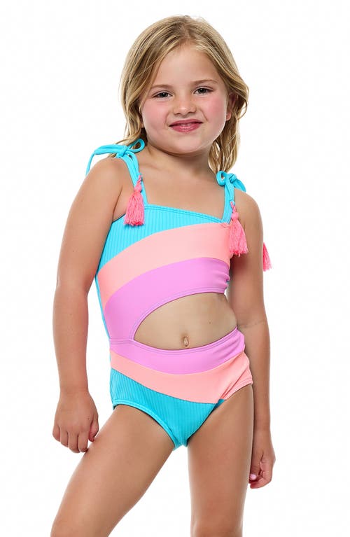 BEACH LINGO BEACH LINGO KIDS' RIB COLORBLOCK ONE-PIECE SWIMSUIT 