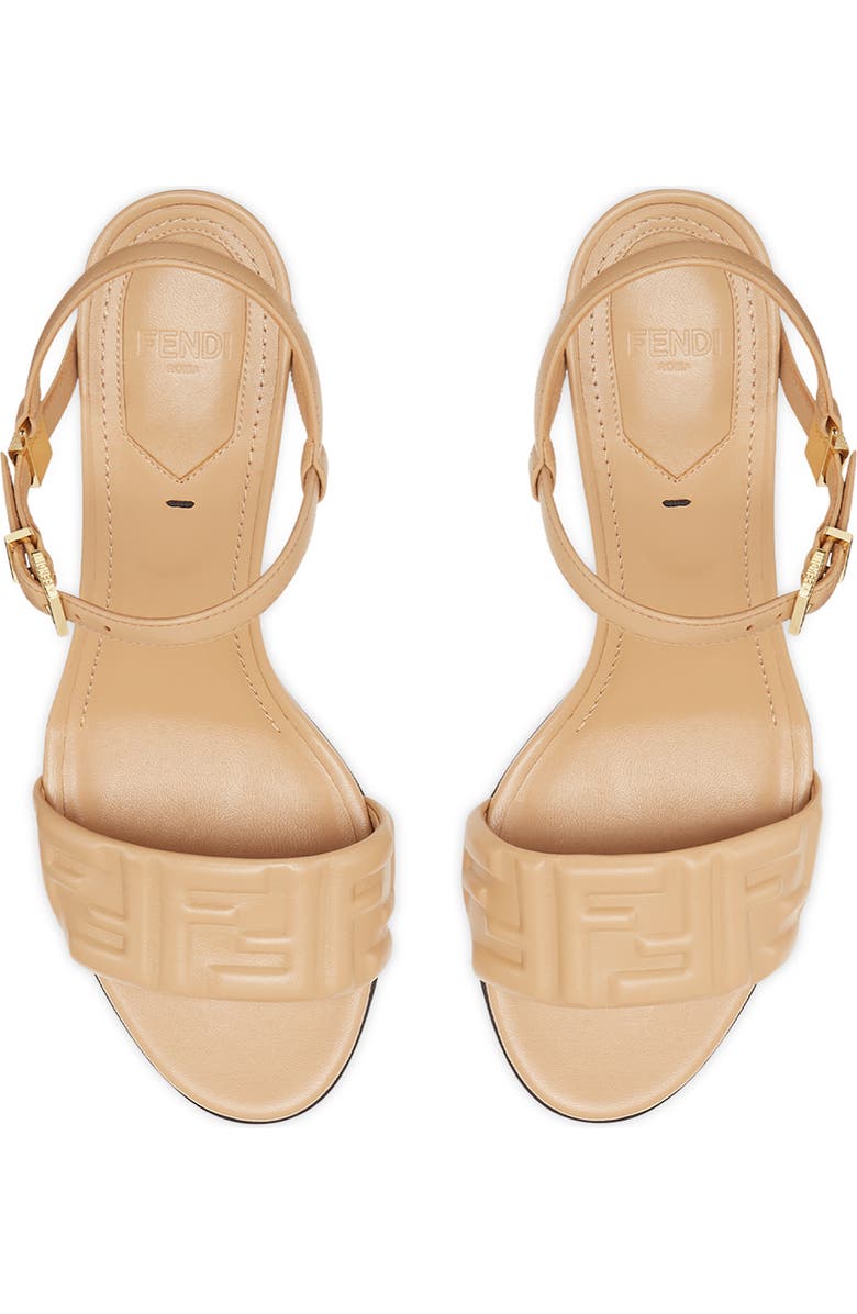 Fendi Delfina Ankle Strap Sandal, Alternate, color, Dark Honey/ Dark Honey