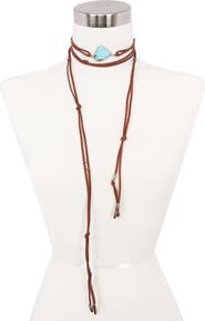 OLIVIA WELLES Stone Detail Layered Suede Wrap Necklace