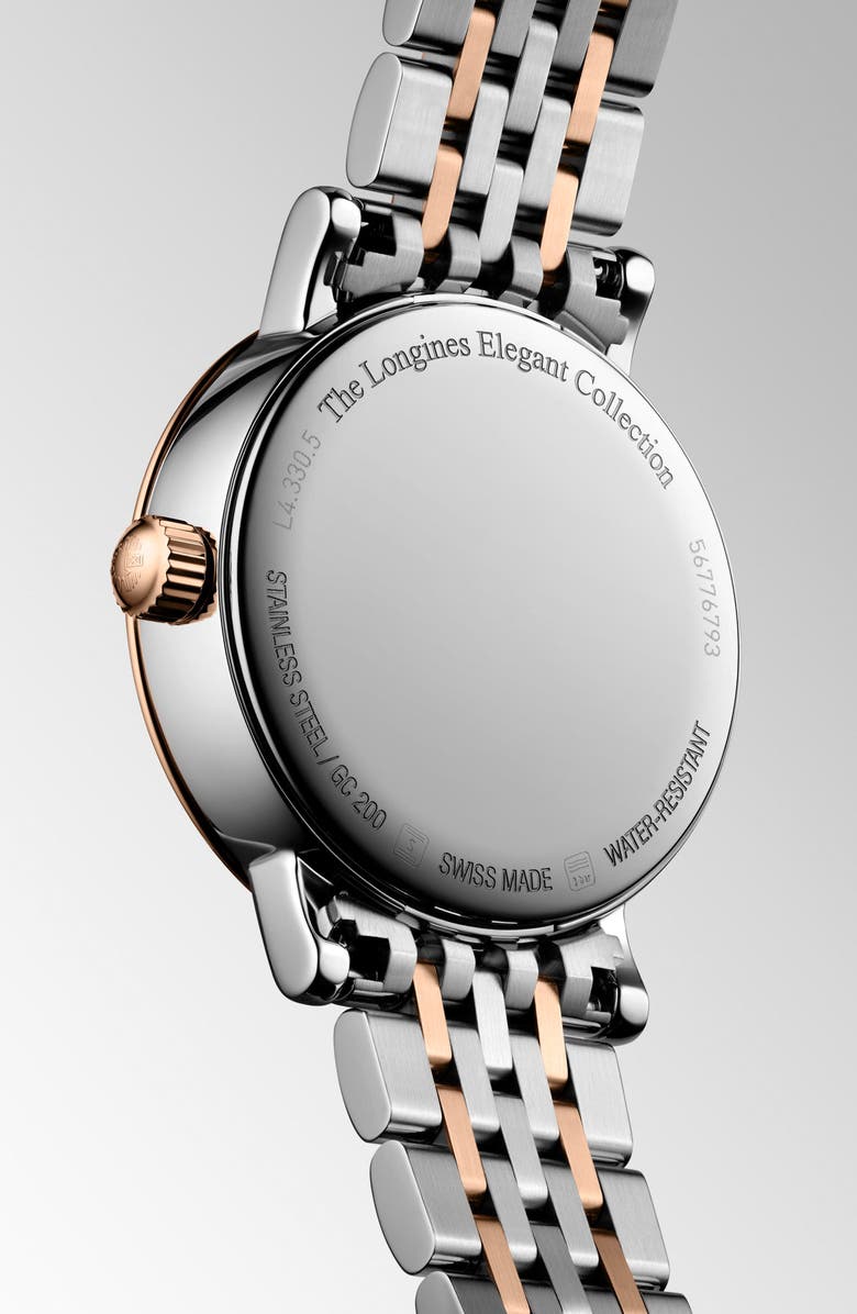 Longines Elegant Collection Diamond Moonphase Bracelet Watch, 30mm, Alternate, color, White Mother-Of-Pearl