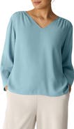 Eileen Fisher Lantern Sleeve Silk Top