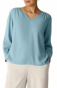 Lantern Sleeve Silk Top
