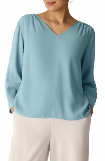 Lantern Sleeve Silk Top